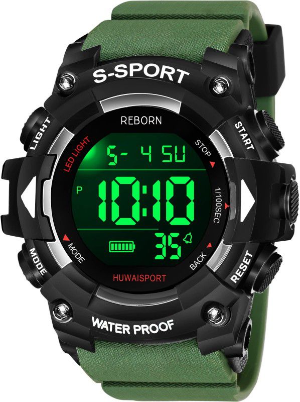 9101 Green Sport Outdoor Waterproof Atteactive Look Watch Digital Watch - For Men