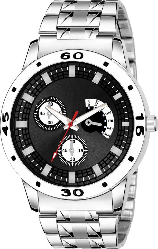 New Arrival Fast Selling Track Designer Black Dial Unique Watch Analog Watch - For Men KUMBH_007-SLVR