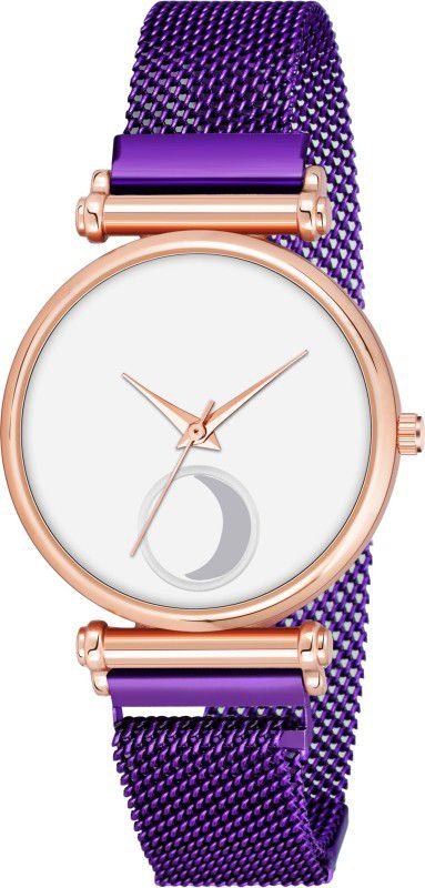 Analog Watch - For Girls Purple Moon Dial Magnetic Strap Analog Watch For girls and women