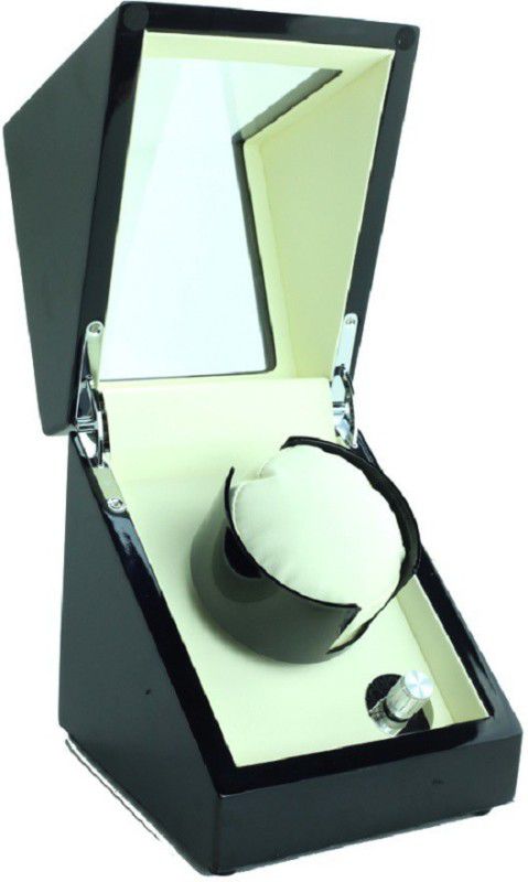 Medetai Watch Winder ,LT Wooden Automatic Rotation 1+0 Watch Winder Storage Case Display Box (Outside and inside are white) WATCH WINDER 2160 Watch Winder  (Black)