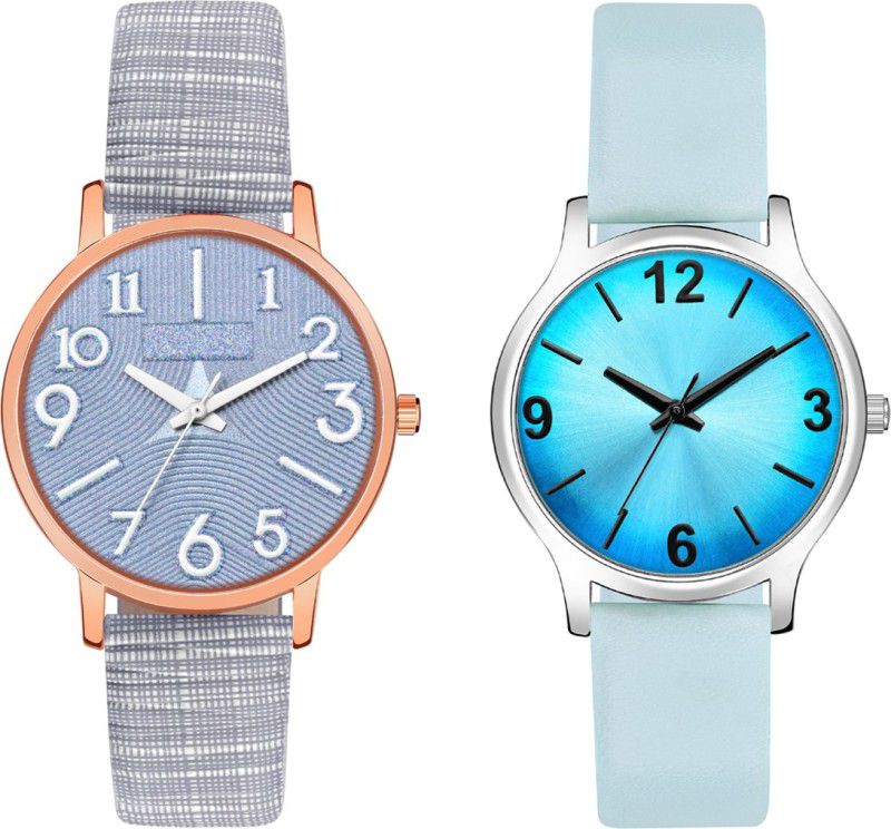 Multicolor Design Formal Leather Analog Watch Pack Of Two Analog Watch - For Girls