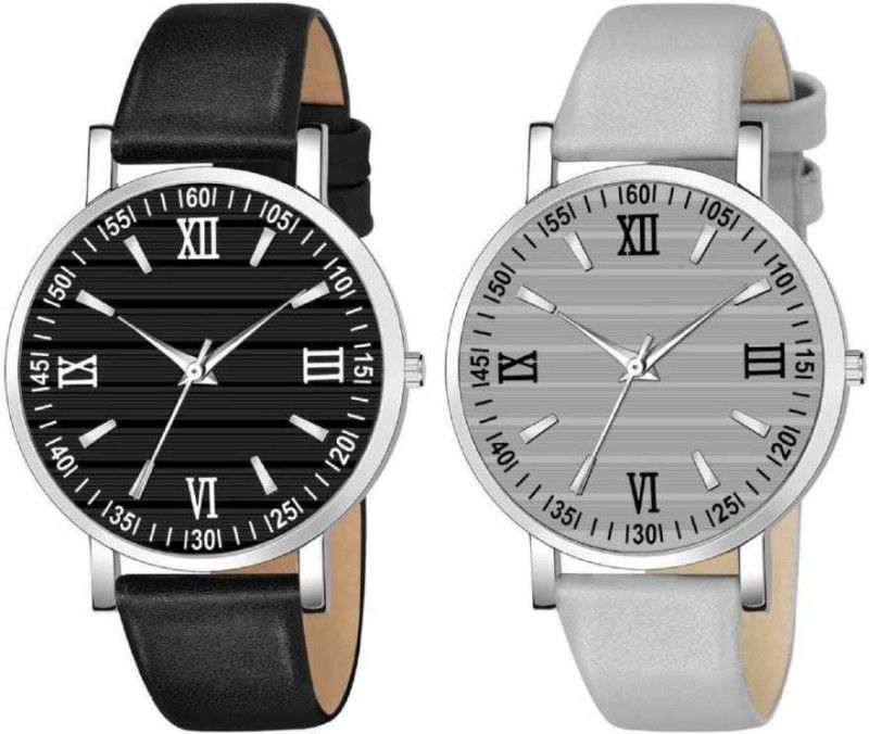 New Formal Collection Combo Of Black and Gray Analog Watch - For Girls