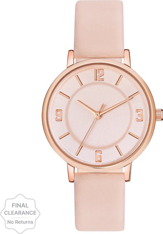 Analog Watch - For Girls Leather Belt Peach & Rose Gold Slim Dial Women