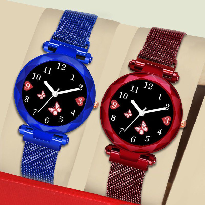 New Combo Of Red and Blue color Butterfly Magnet watch for Women's and girls Analog Watch - For Women Rasa