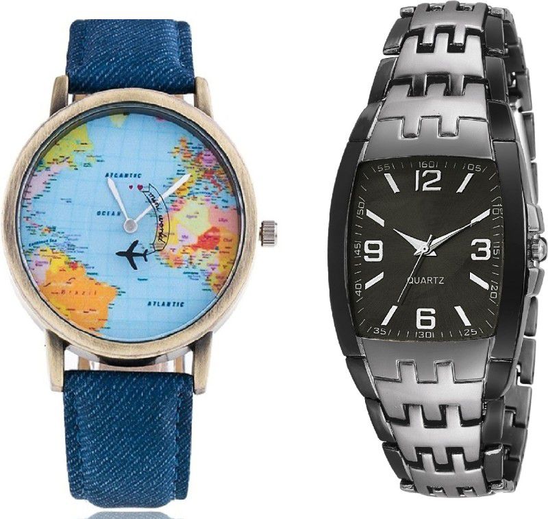 PARTY WEAR Analog Watch - For Men SILVER GREY TWO TONE COLLECTION WITH WORLD MAP