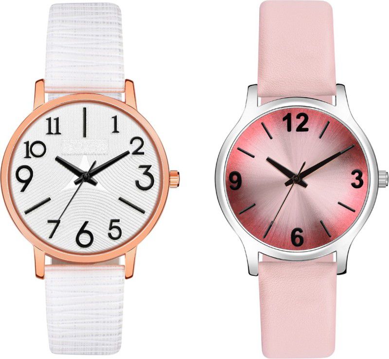 New Formal Numeric Letter Design Dial And Genuine Leather Strap Analog Watch - For Girls