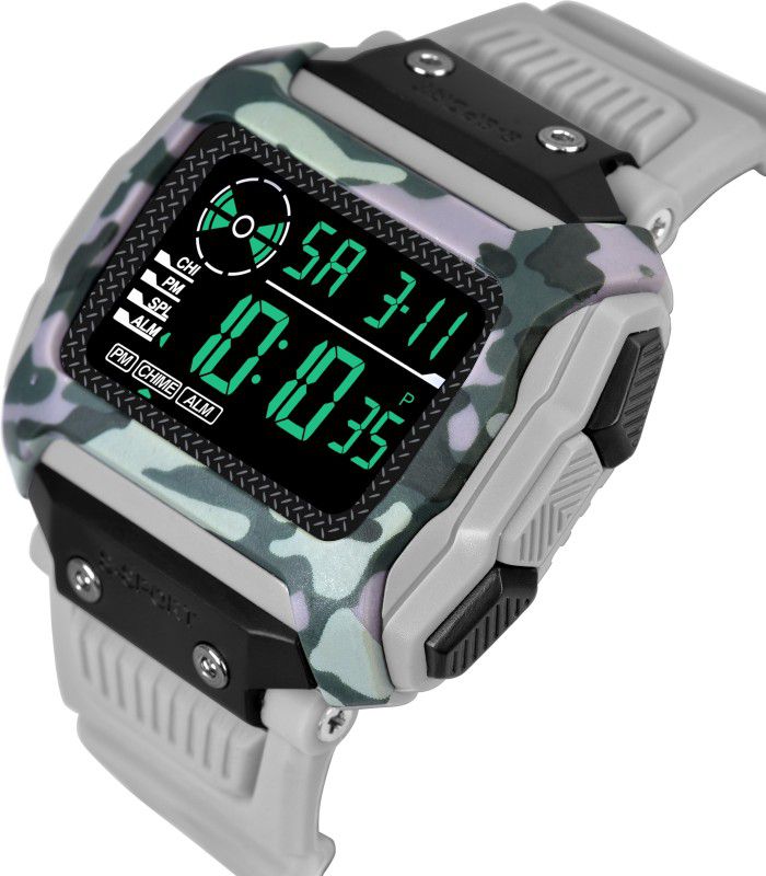 9097 Plan Grey A1 Digital Watch - For Boys 9097PlanGrey Sports Military Waterproof Watch Alarm Analog-Digital Watch-For Men