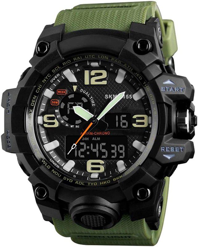 Rich Looking Premium Quality Sport Watch Analog-Digital Watch - For Boys GREEN ANALOGE