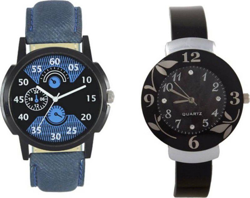Analog Watch - For Men & Women Unique Blue And Black Flower Look Attractive Fast Selling Boys And Girls