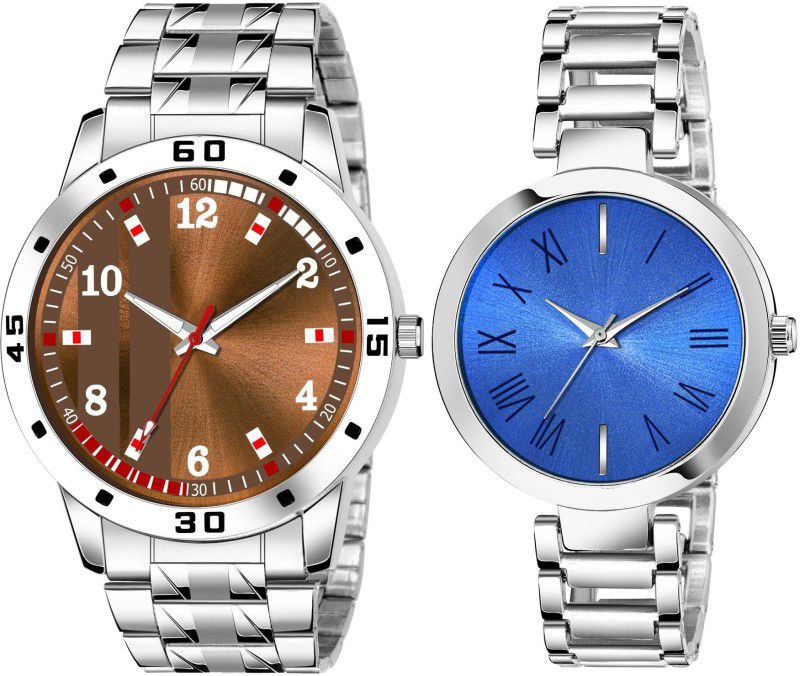 Analog Watch - For Men & Women JR-1481|New Couple Combo Pack of 2 Dynamic Look Stainless Steel