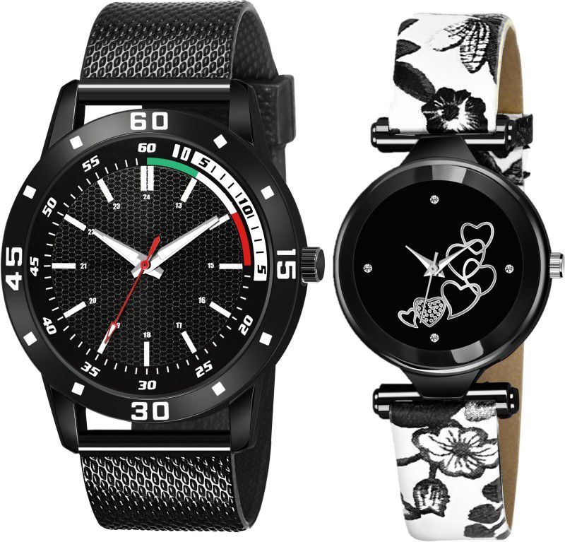 Analog Watch - For Couple Stylish Couple Watch With Black Love Dial