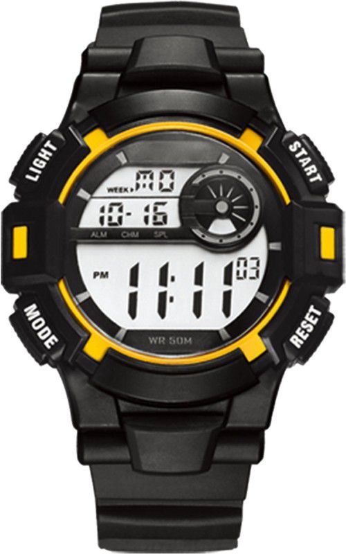 Velocity-M Series Digital Chronograph and Alarm Function Digital Watch - For Men QDR305G-Yellow