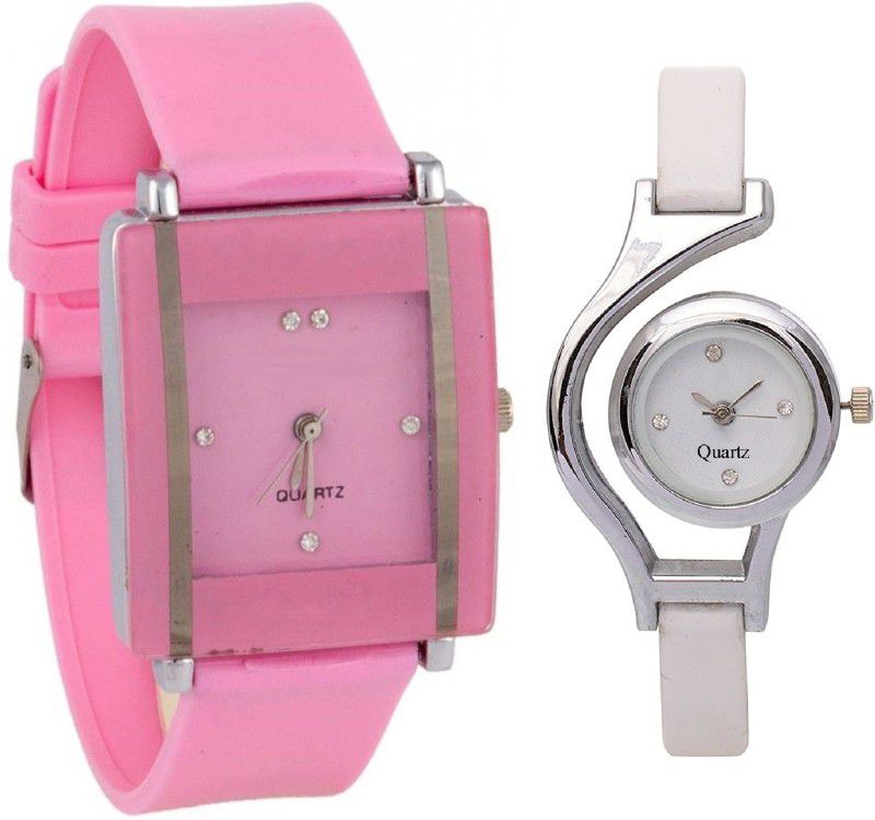 Analog Watch - For Girls Pink square shape simple and professional glory and glory round different shape white women