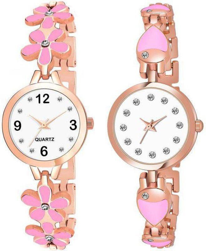 Analog Watch - For Girls PINK ROMAN DIAL DESIGNER METAL BELT WRIST WATCHES FOR GIRLS NEW ARRIVLA FAST SELLING TRACK DESIGNER LADIES GIRLS WOMEN SPECIAL FESTIVAL PARTY DIWALI NEW YEAR BIRTHDAY SPECIAL STYLISH WRIST WATCH FOR LADIES_WOMEN COMBO WATCH