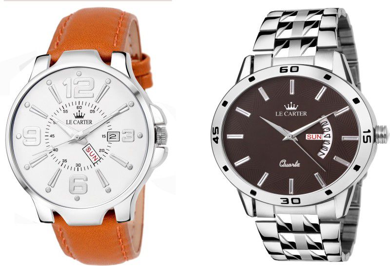 Day & Date Series Combo- Bracelet chain & Leather Strap Analog Watch - For Men LCW-3022