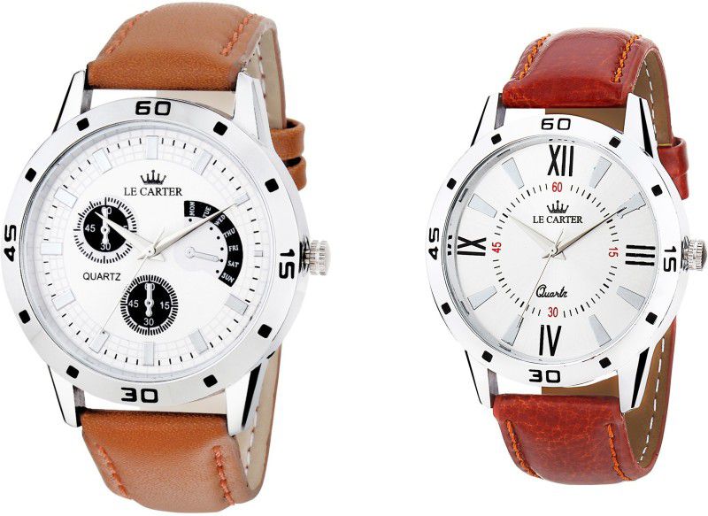 Leather Strap Stylish Combo Analog Watch - For Men LCW-3004
