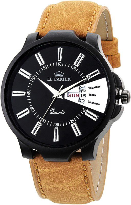 Day & Date Functioning Leather Strap Analog Watch - For Men LCW-6023