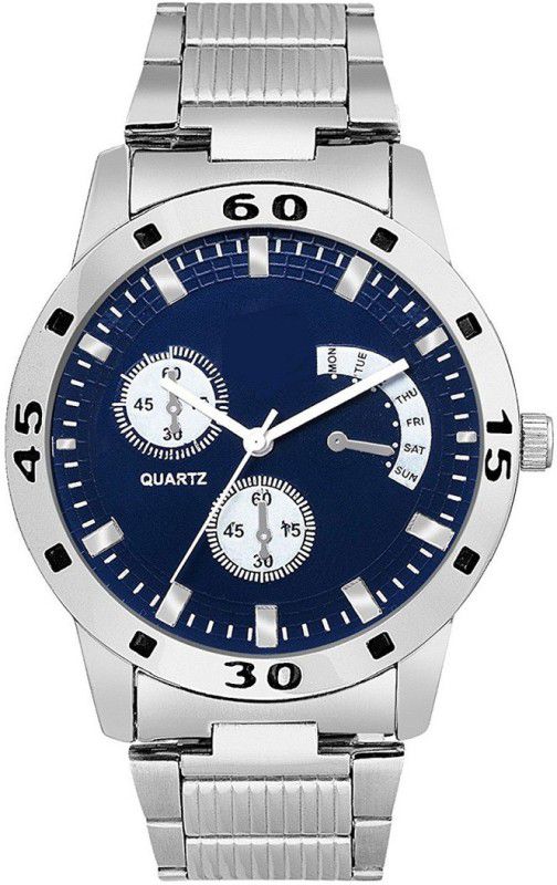 Analog Watch - For Men Steel Belt Blue Dial Professional and Stylish Watch - For Boys And Men