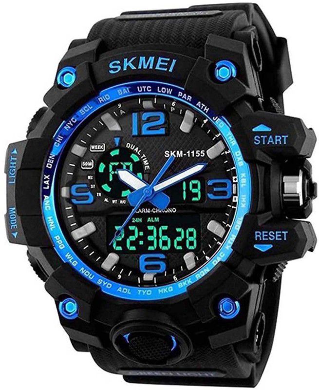 Water&Shock Resistance Alarm , Young Look Mens Watch Analog-Digital Watch - For Men 1155-Blue Sport New Durable Shock&Water Resistance Alarm-210