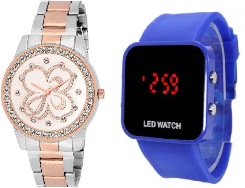 BLUE LED big screen -35 mm led KIDS DIGITAL Analog-Digital Watch - For Boys & Girls TRADITIONAL WHITE FLORAL-SERIES WOMEN AND LADIES WATCH WITH