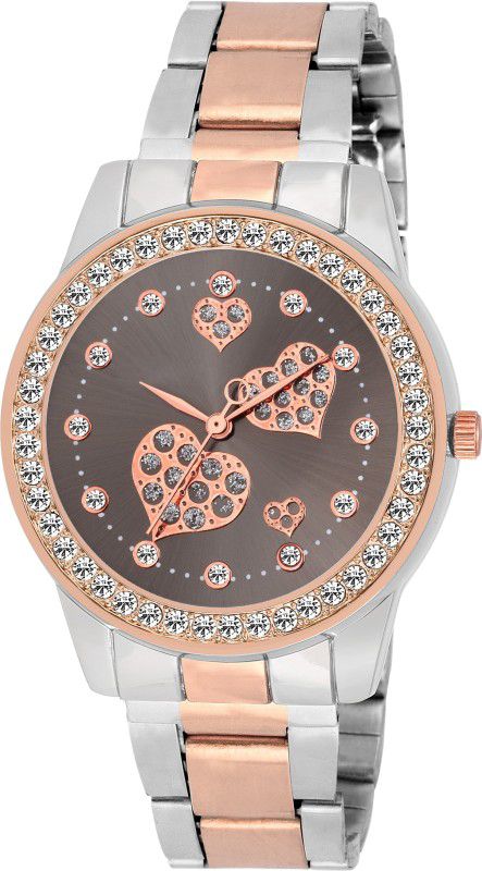 diamond studded attractive fancy ladies & women Analog Watch - For Girls DUAL TONE 4 BLACK HEART(LOVELY DIL)-SOOMS SERIES