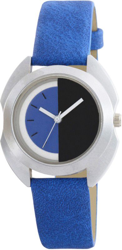 New Stylist Analogue Dial Blue Leather Strap Premium Quality Causal Watch Analog Watch - For Girls O-112