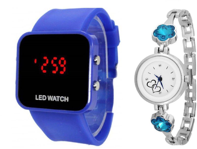 With kids Blue square digital Digital Watch - For Men & Women Blossoms bracelet wrist watch