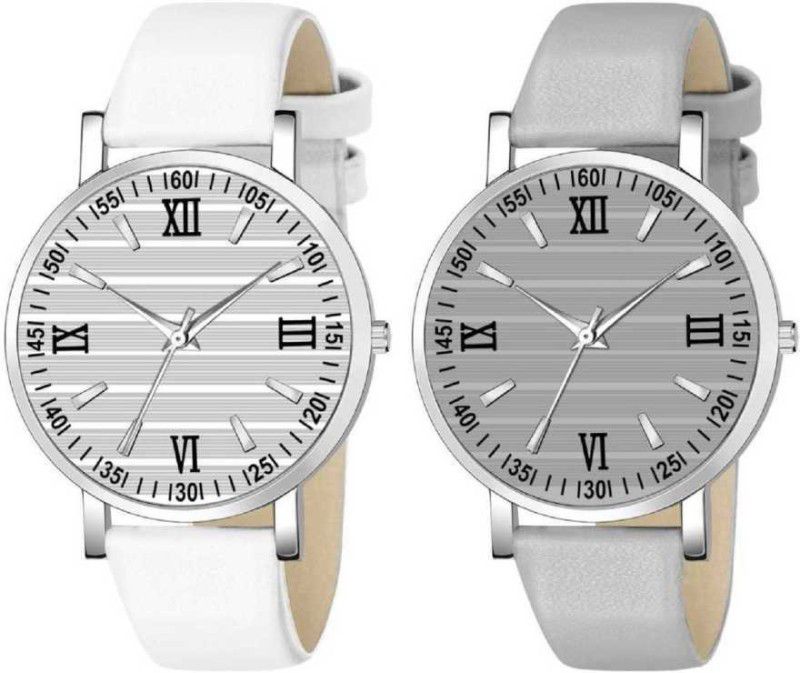 New Formal Collection Combo Of White and Gray Analog Watch - For Girls