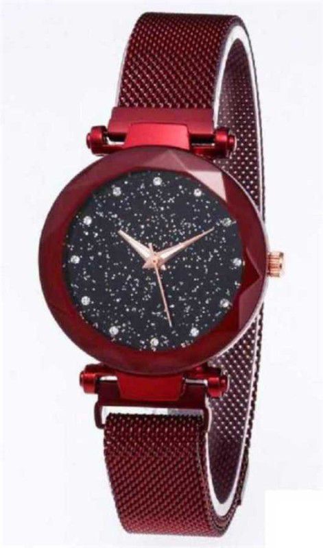 Analog Watch - For Girls RED Magnet Buckle Quartz Watches For girls Fashion Analog Watch