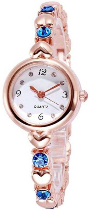Analog Watch - For Women Exclusive Choice Blue Diamond Studded Rose Gold Chain Strap Analog Watch