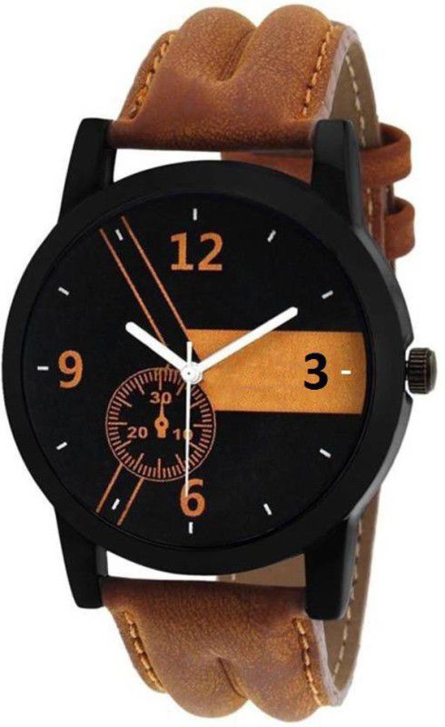 Watches::Girls Watches::Boy Watches Analog Watch - For Boys Brown Leather Black Dial Stylish Sports Wrist Watch For boys And Men