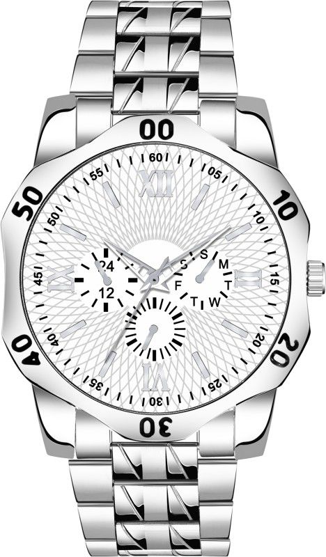 Designer Analog Watch with Fancy White Dial & Heavy Metal Strap Analog Watch - For Men & Women KWBGMT404
