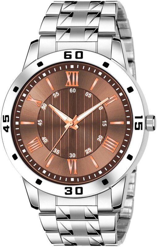 Analog Watch - For Boys K_22 NEW STYLISH DESIGN BROWN DIAL-STEEL STRAP WATCH FOR BOYS