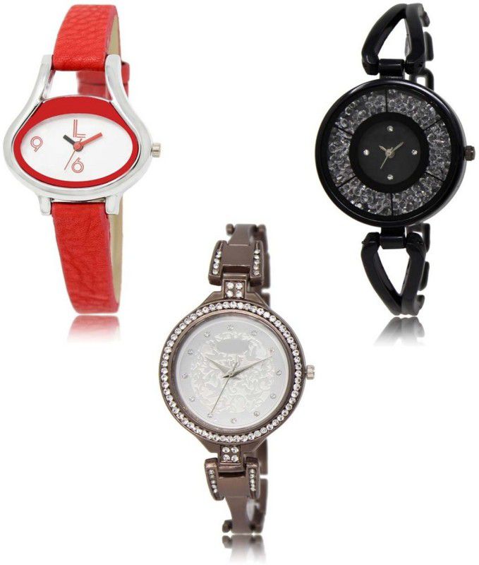 Latest Set of 3 Stylish Attractive Professional Designer Combo Analog Watch - For Women LR-206-211-236 Premium Quality Collection