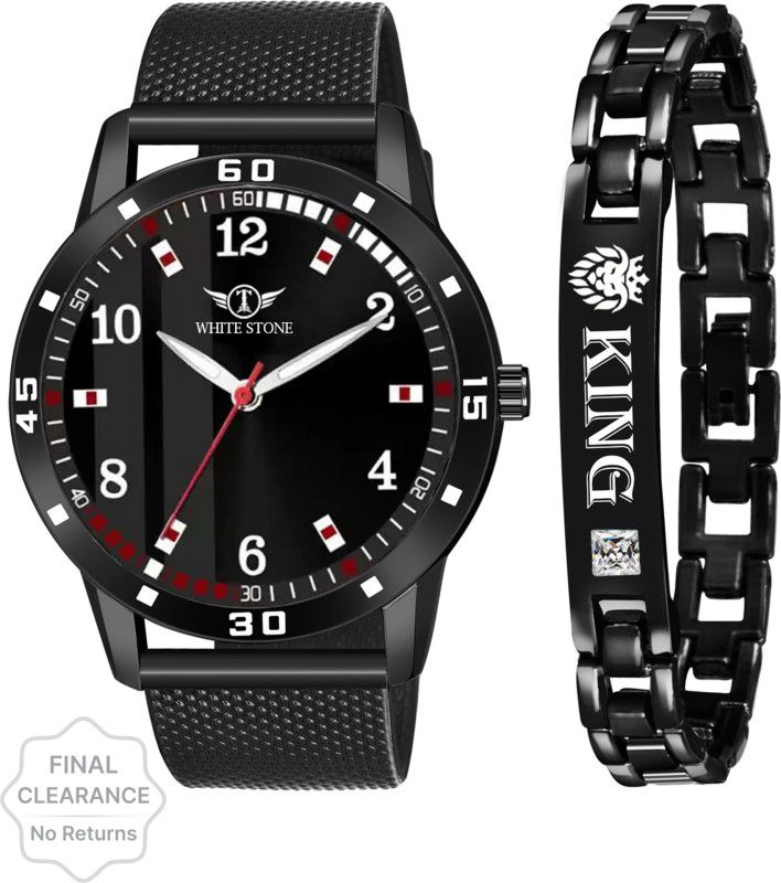 Analog Watch - For Men Mesh Strap All Black Men Watch & Free Premium Black King Stone Bracelet
