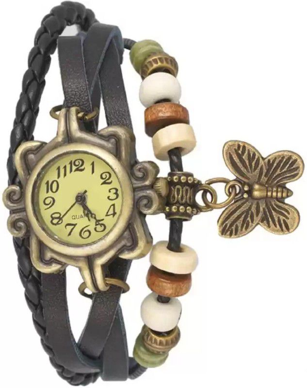 Wrist Analog Watch - For Girls Bracelet Butterfly Black