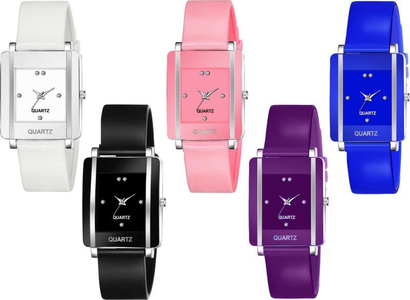 Analog Watch - For Girls Glory multicolors square shape proffessional and beautiful women combo X69