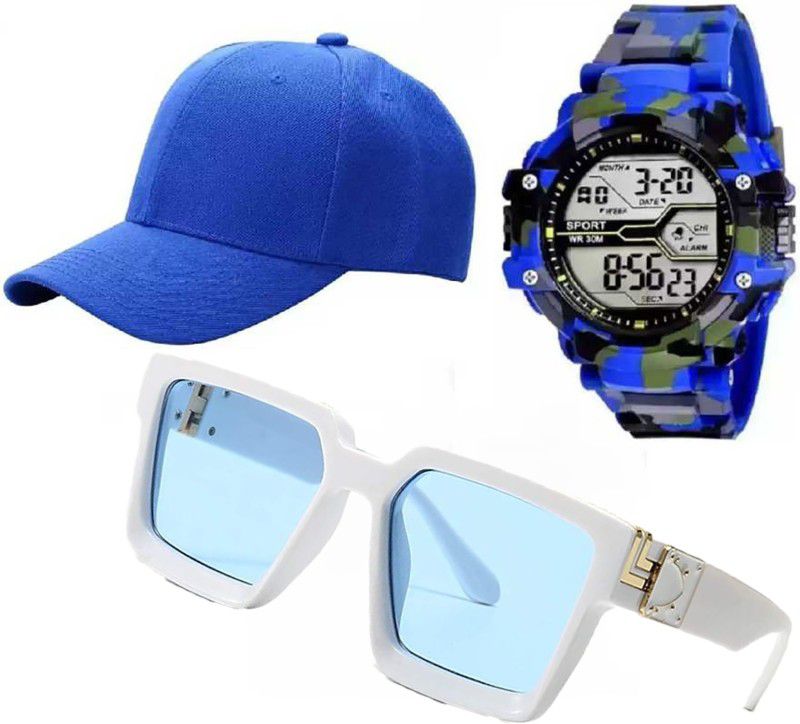 Best Fashion Combo Watch Cap And Sunglasses Digital Watch - For Boys New Generation Digital Expensive Combo Stylish Design Attractive Best Gift