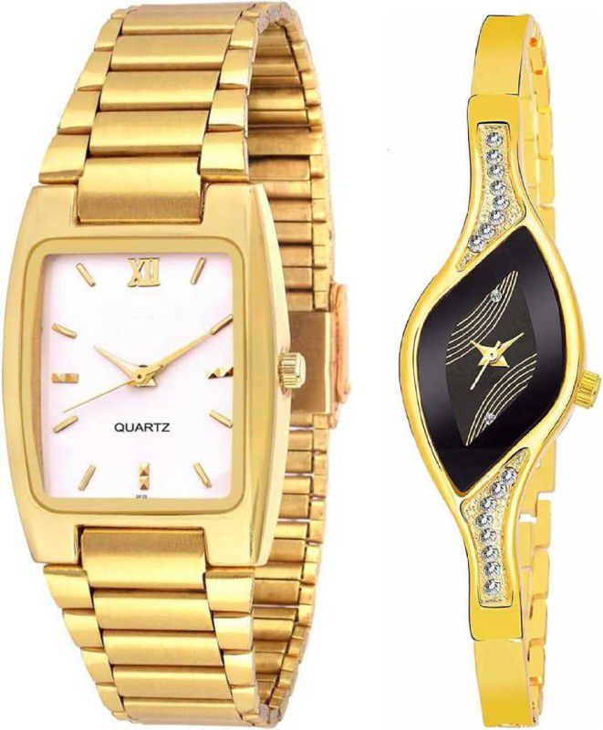 chain belt Analog Watch - For Boys & Girls Square professional and trending Golden fancy diamond studded watch