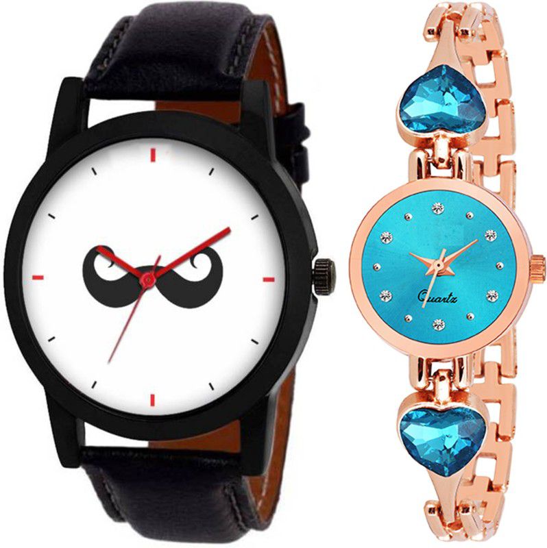 Analog Watch - For Men & Women Combo pack 2 New Stylish SkyBlue Heart Stunned Multicolour Dial Bracelet Watch For Boys & Girls ODC-214