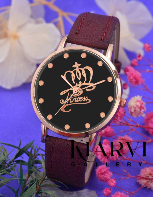 Analog Watch - For Girls New Attractive Crown Princes Dial Leather Belt Analog Watch for girls and women