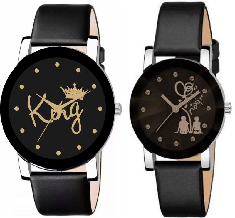 Couple Watches Analog Watch - For Couple Couple Watch King With Student Tree Love Design Analogue Round Black Men & Women