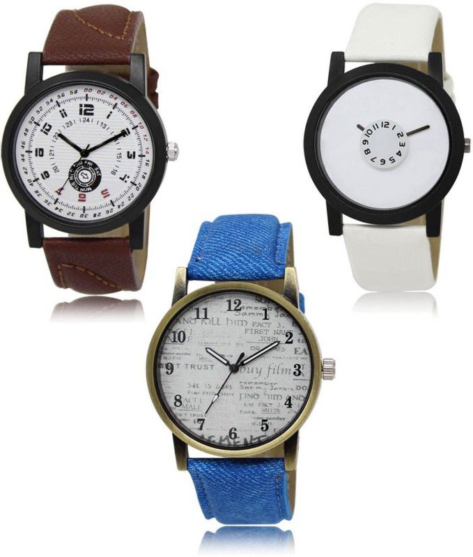 Stylish Attractive Professional Designer Combo Analog Watch - For Men L -11-26-28 Hot Selling Premium Quality Collection Latest Set of 3