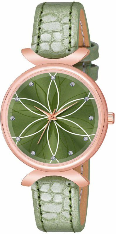 Analog Watch - For Girls Attractive Star Flowered Dial Leather Strap Analog Watch for girls and women