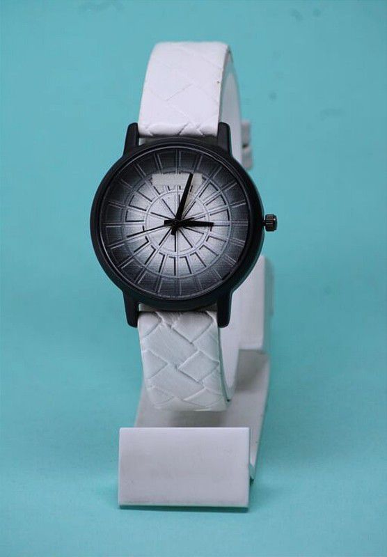 Unique Round Shape Awesome Genuine Leather Belt Printed Dial Analog Watch - For Girls MTMG507