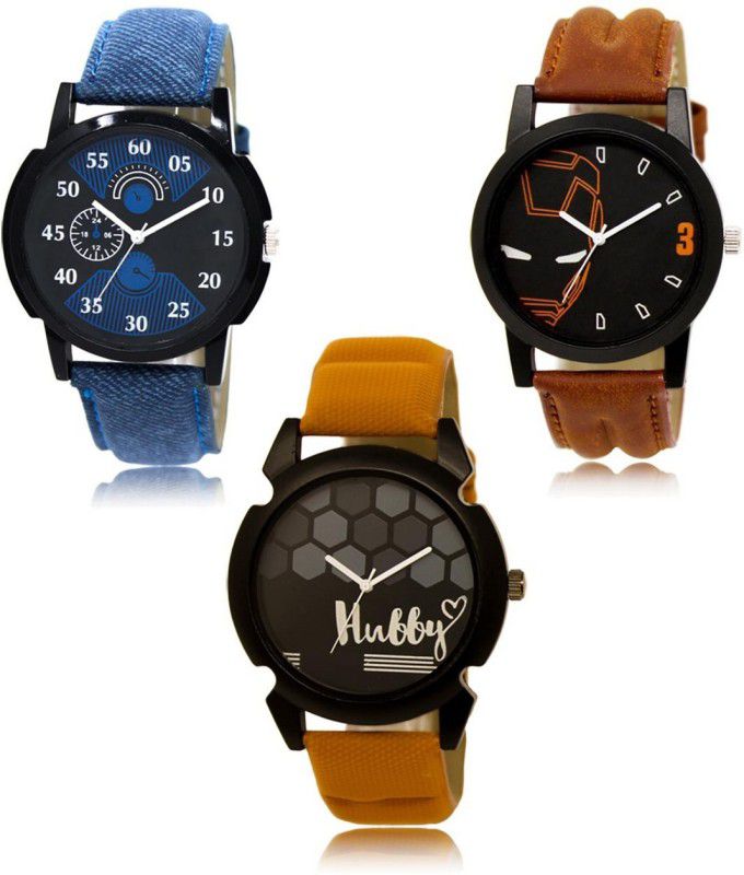 Stylish Attractive Professional Designer Combo Analog Watch - For Men LR-02-04-32 Hot Selling Premium Quality Collection Latest Set of 3