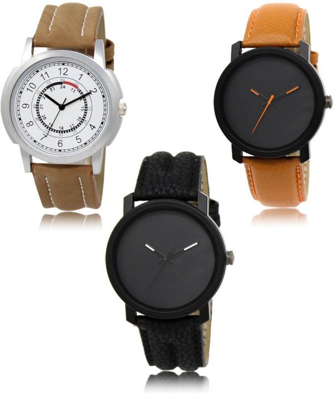 Stylish Attractive Professional Designer Combo Analog Watch - For Men LR-17-20-21 Hot Selling Premium Quality Collection Latest Set of 3