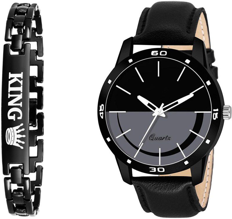 Black Dial & King Bracelet & Stylish Fab Combo Watch For Men Analog Watch - For Men New fancy Design