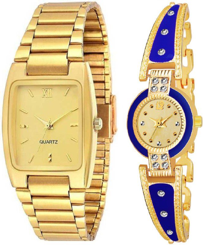 SQURE Analog Watch - For Men & Women new Latest attractive Square black dial and Golden diamond watch