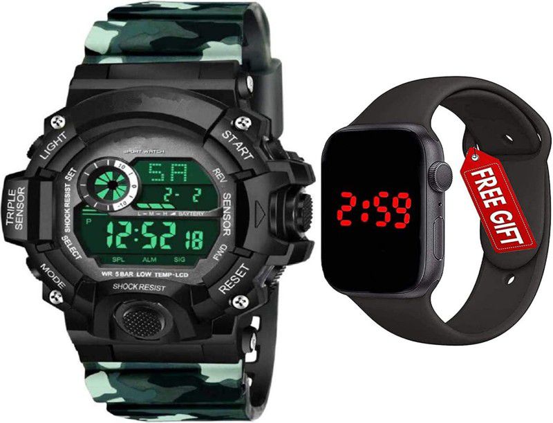 Kids Sports Watch For Boys - Military Army Watch for Men Digital Watch - For Men Digital Green Color Army Shockproof Waterproof Multifunctional Sports Watch For Men's